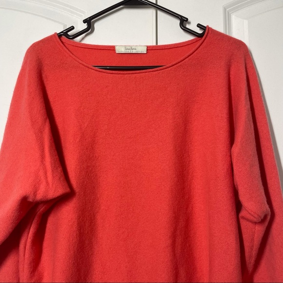 Neiman Marcus Neon Orange 100% Cashmere Long Sleeves High Low Sweater - Picture 10 of 12